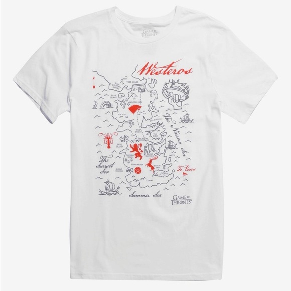 [L]Game Of Thrones Westeros Map T-Shirt - Picture 1 of 7